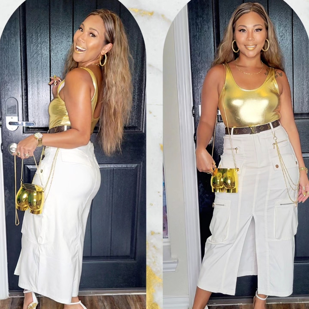 white cargo skirt